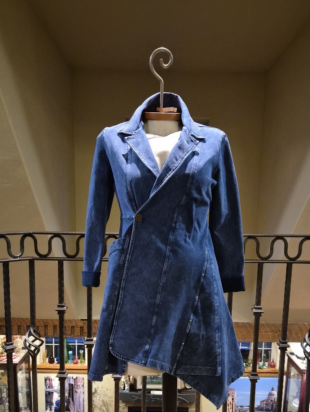 Women's Testimony Los Angeles Blue Knit Asymmetrical Jacket